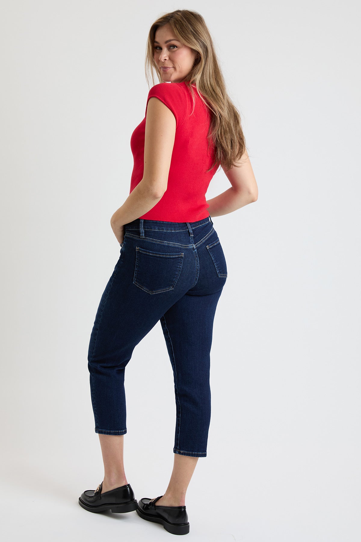 Women's High Rise Premium Stretch Cropped Slim Straight