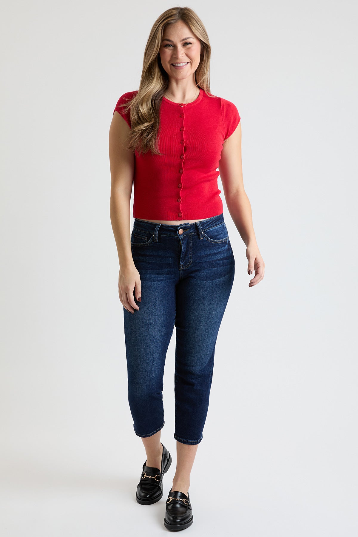 Women's High Rise Premium Stretch Cropped Slim Straight