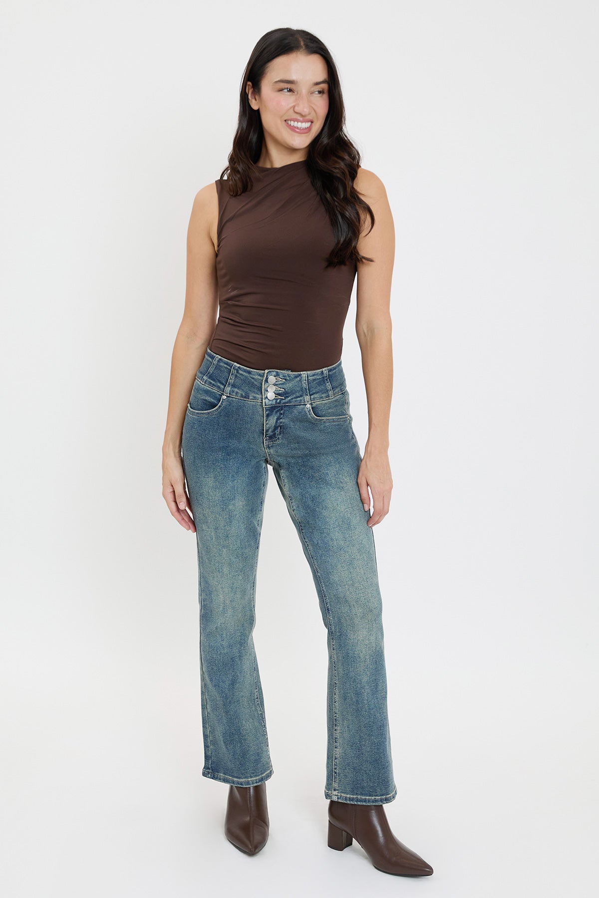 Women's 3-Button Bootcut Jeans