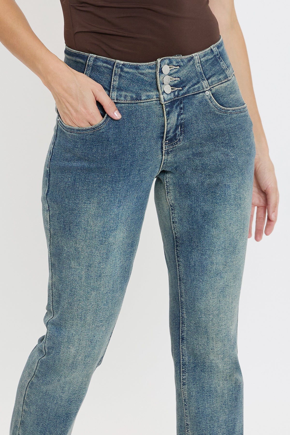 Women's 3-Button Bootcut Jeans