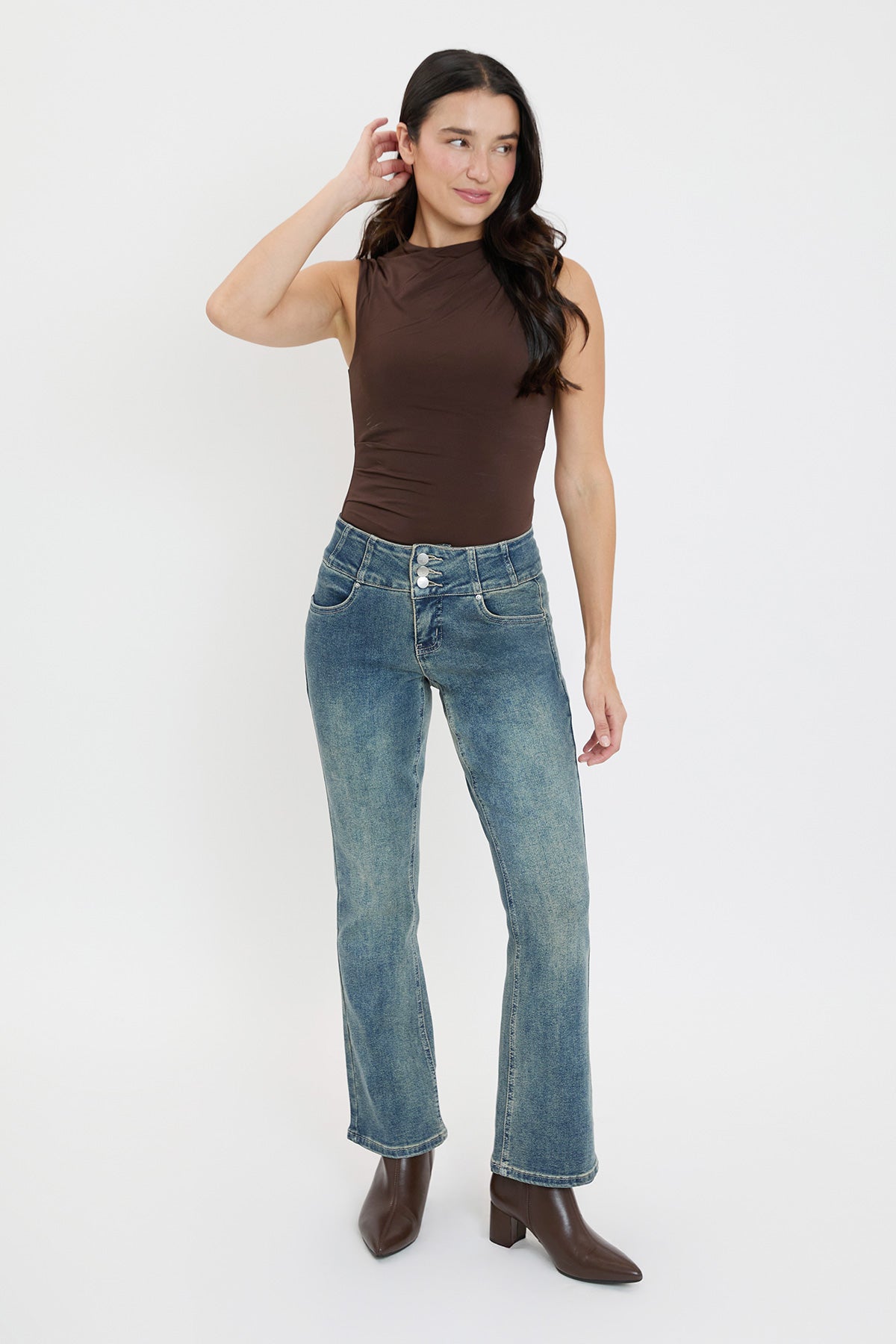 Women's 3-Button Bootcut Jeans