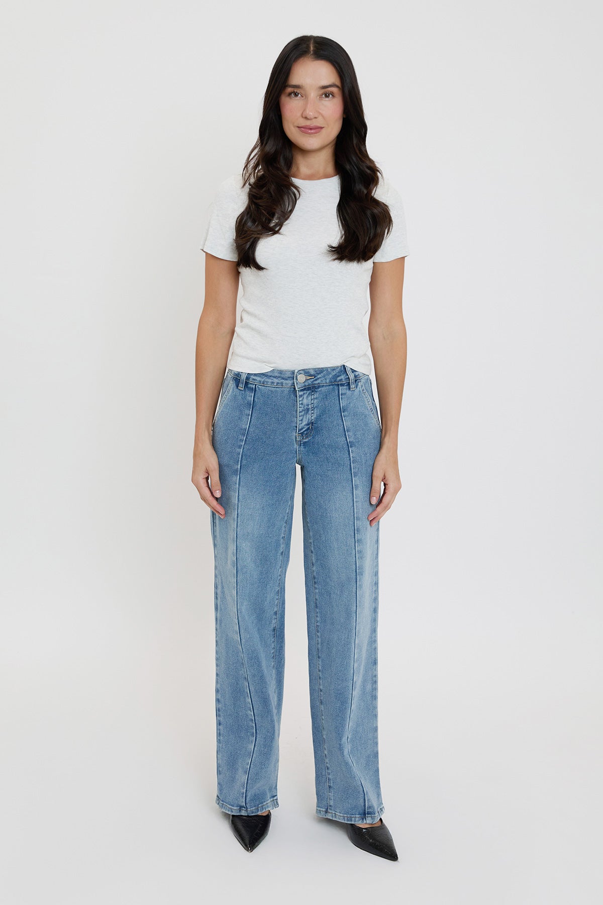 Women's Front Seam Wide Leg Jeans