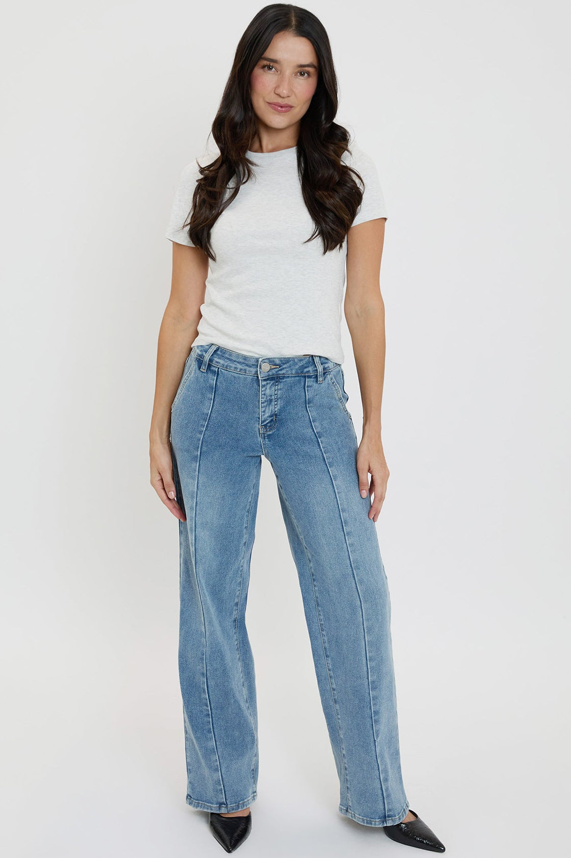Women's Front Seam Wide Leg Jeans
