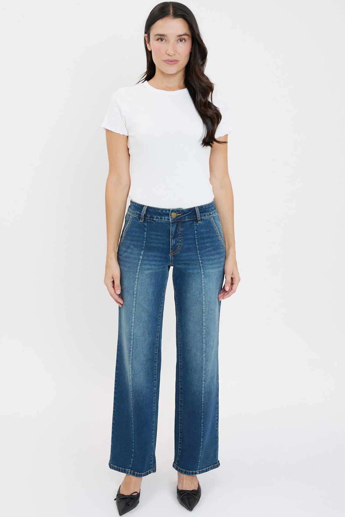 Women's Front Seam Wide Leg Jeans