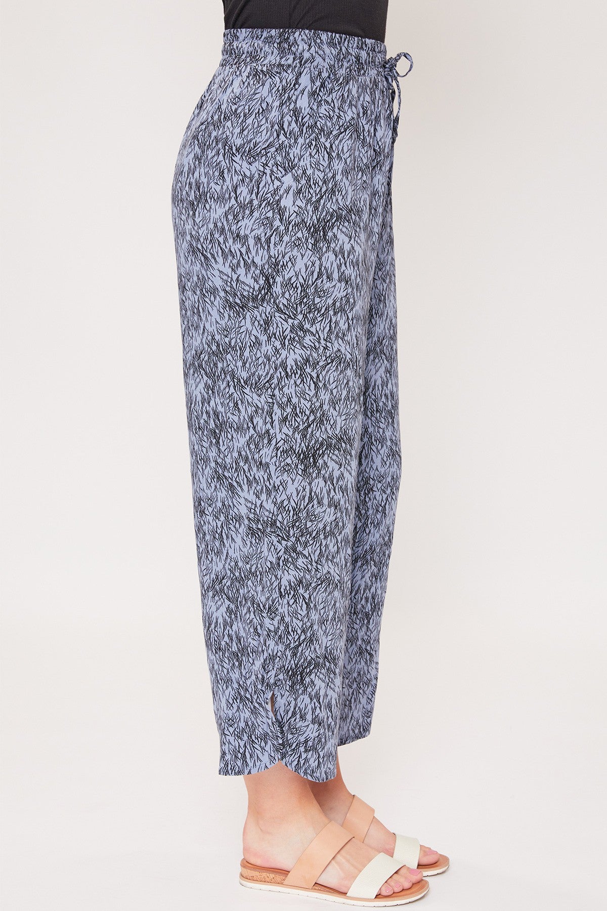 Women's Elastic Waist Pant With Slit Hem