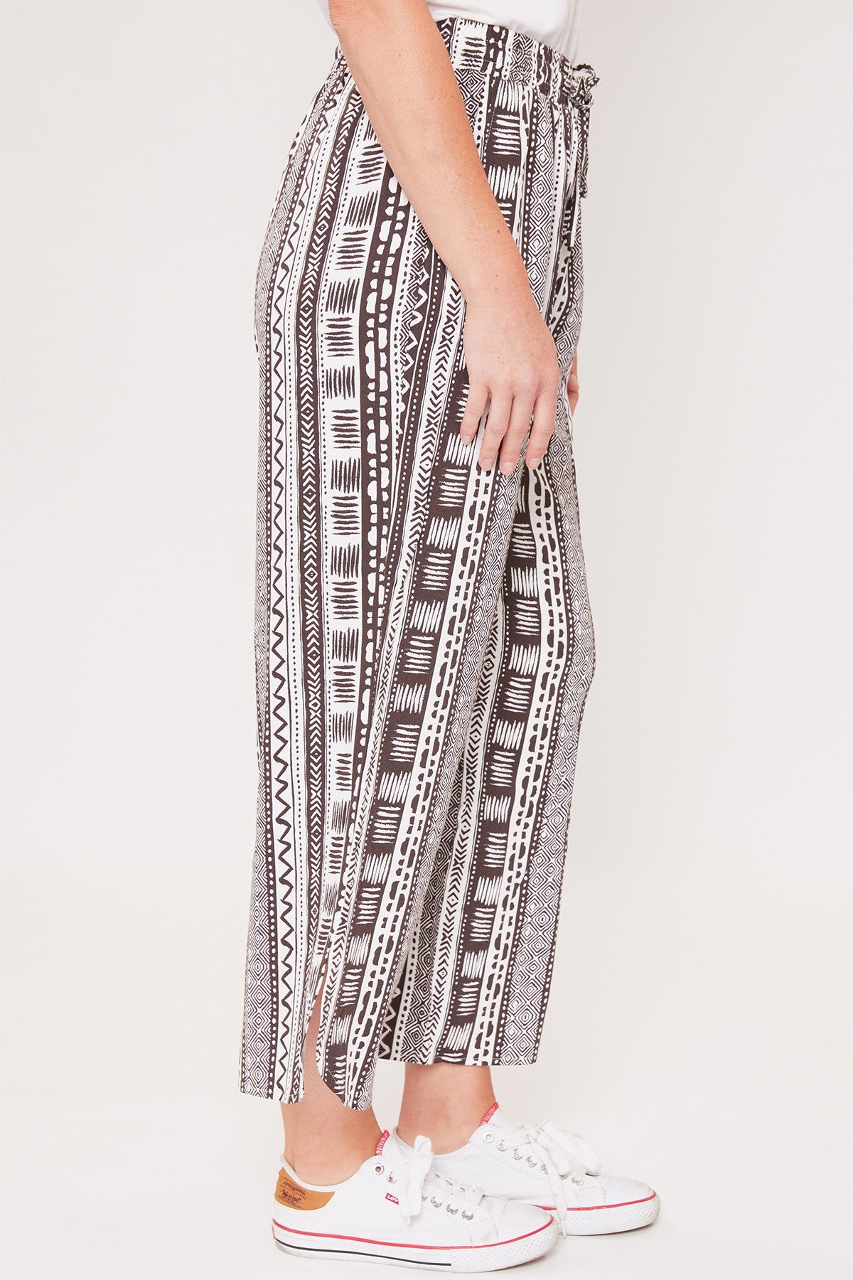 Women's Elastic Waist Pant With Slit Hem