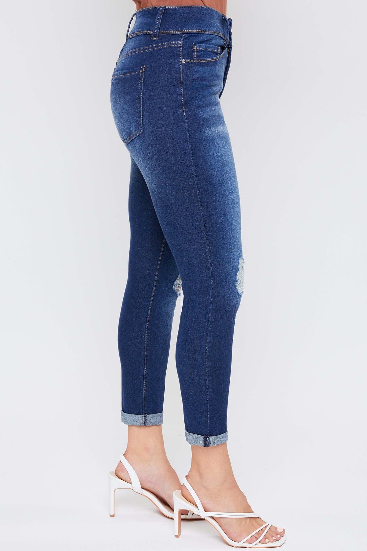 Women's 2-Button Essential  Roll Cuff Ankle Jeans