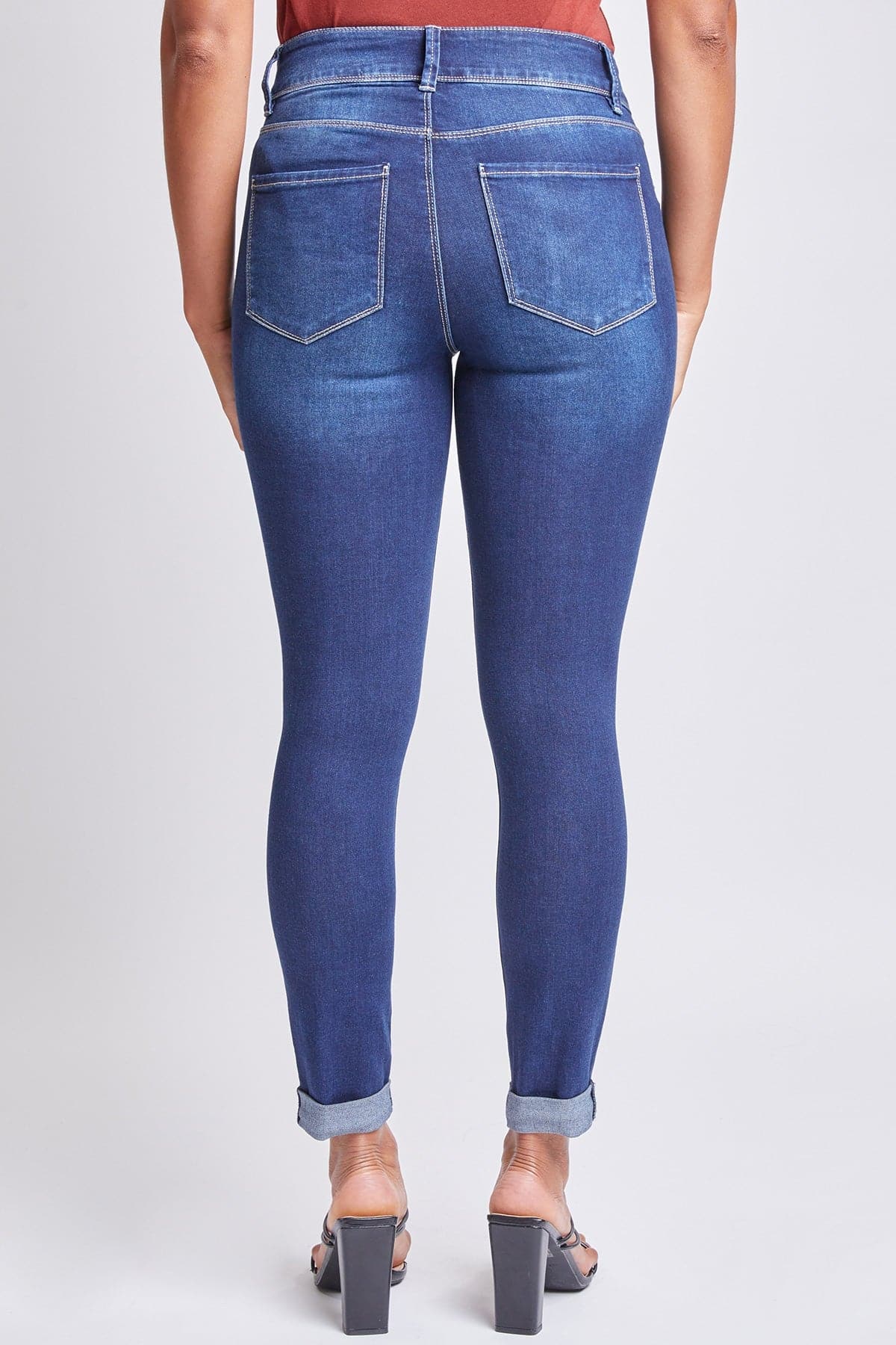 Women's 2 Button Tummy Control Rolled Cuff Jean