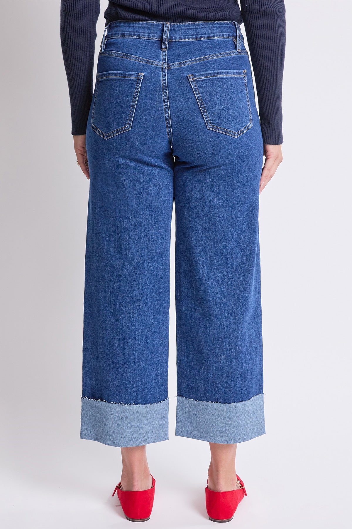 Women's High Rise Raw Mega Cuff Straight  Jeans