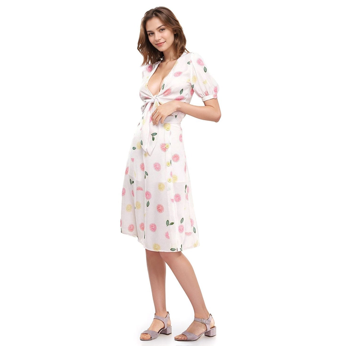 Women's Fruit Punch Tie Hem Open Front Blouse in Fruit Punch