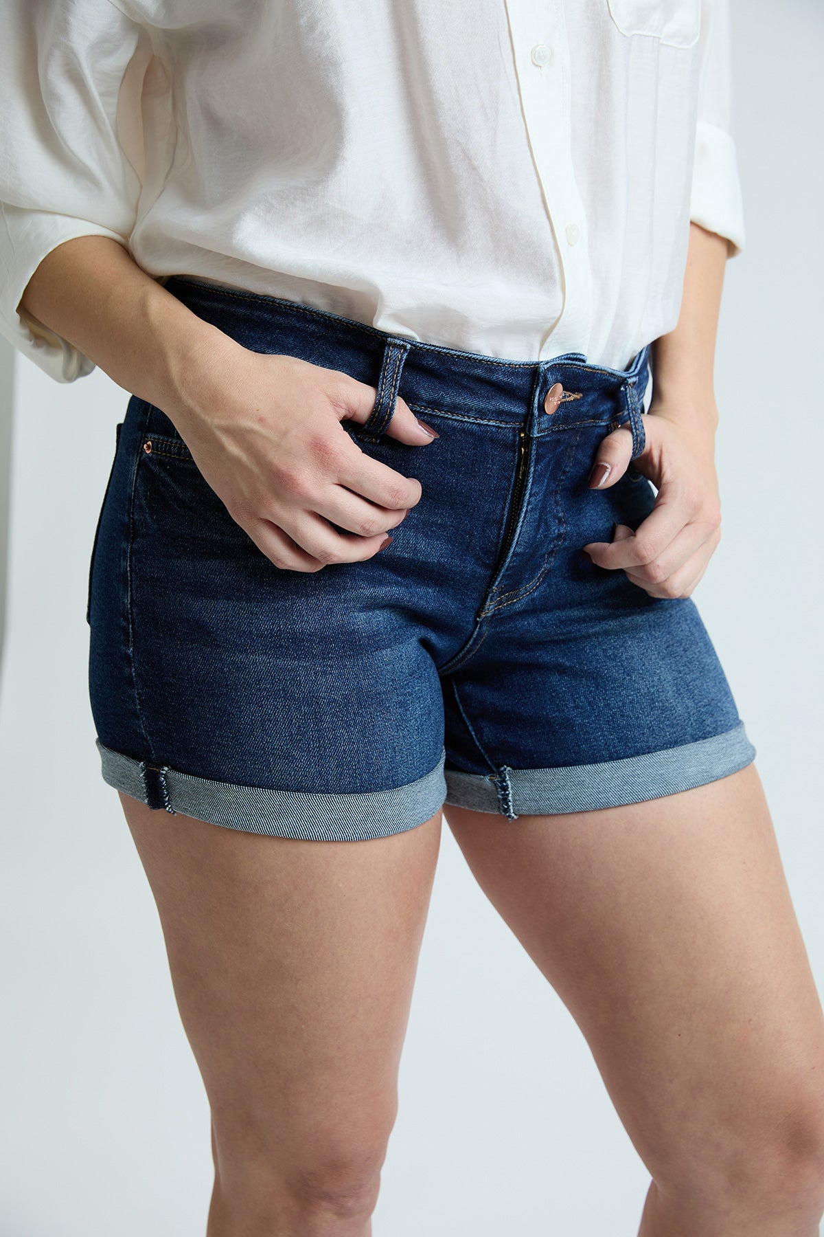 Women's High Rise Premium Stretch Fold-Over Cuff Shorts