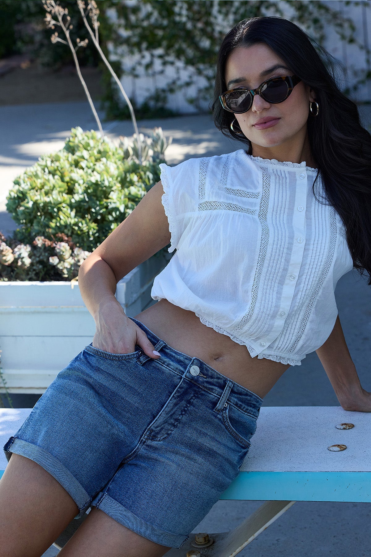 Women's High Rise Premium Stretch Fold-Over Cuff Shorts