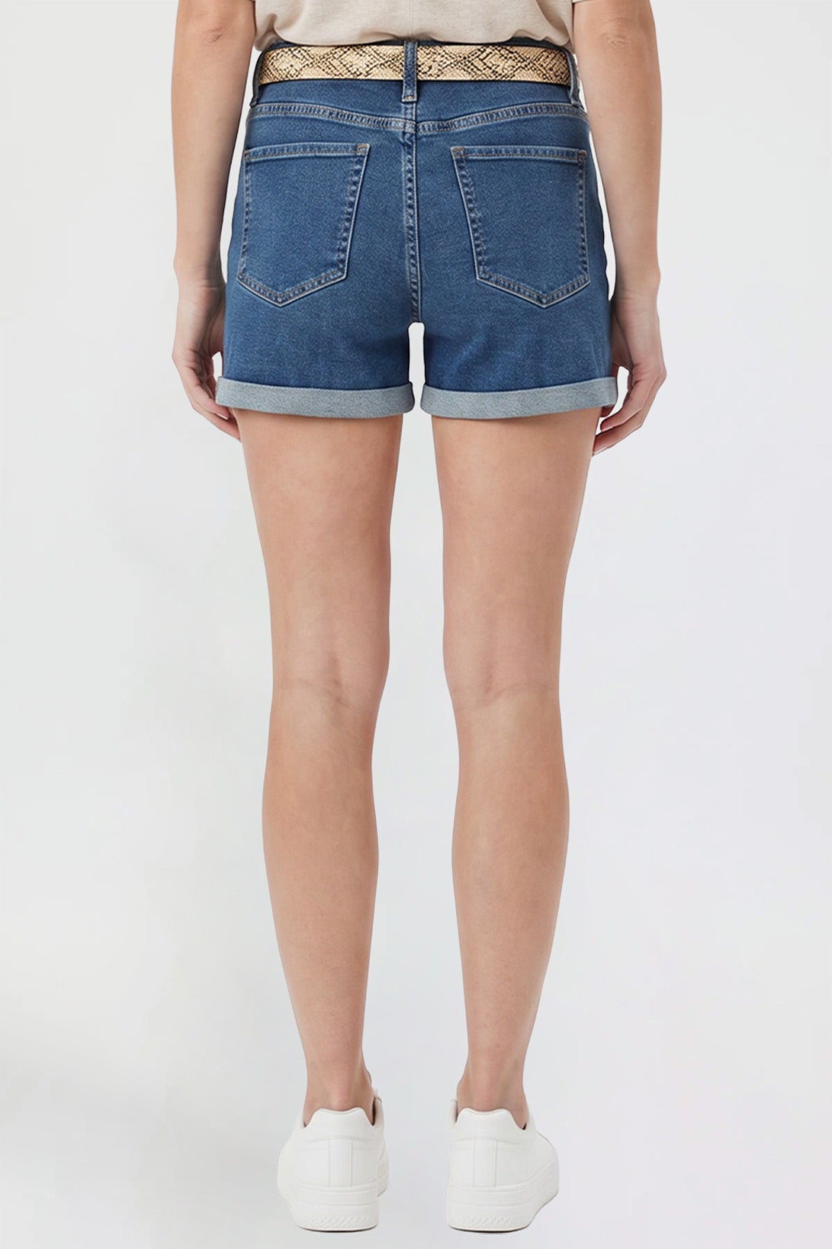 Women's Belted Premium Stretch Fold-Over Cuff Shorts