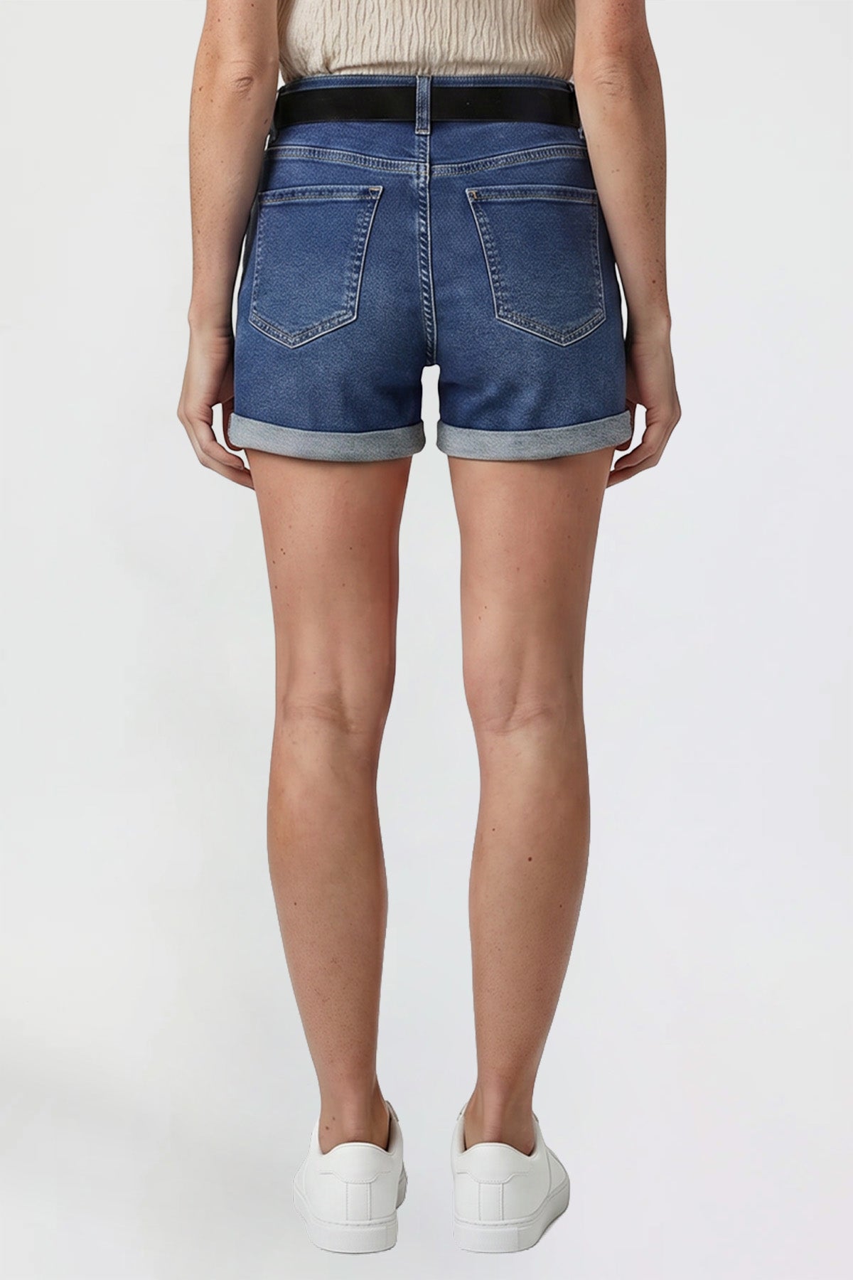 Women's Belted Premium Stretch Fold-Over Cuff Shorts