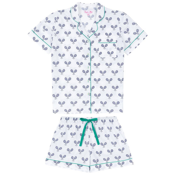 Women's Tennis Navy Short PJ Set