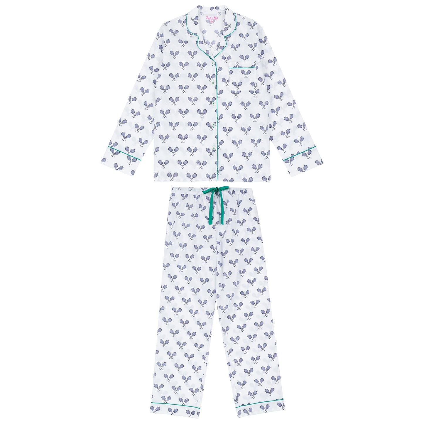 Women's Tennis Navy Long PJ Set