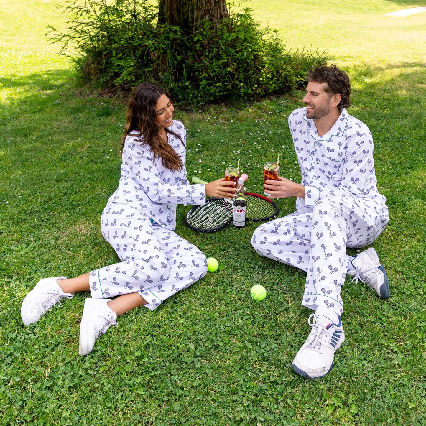 Women's Tennis Navy Long PJ Set