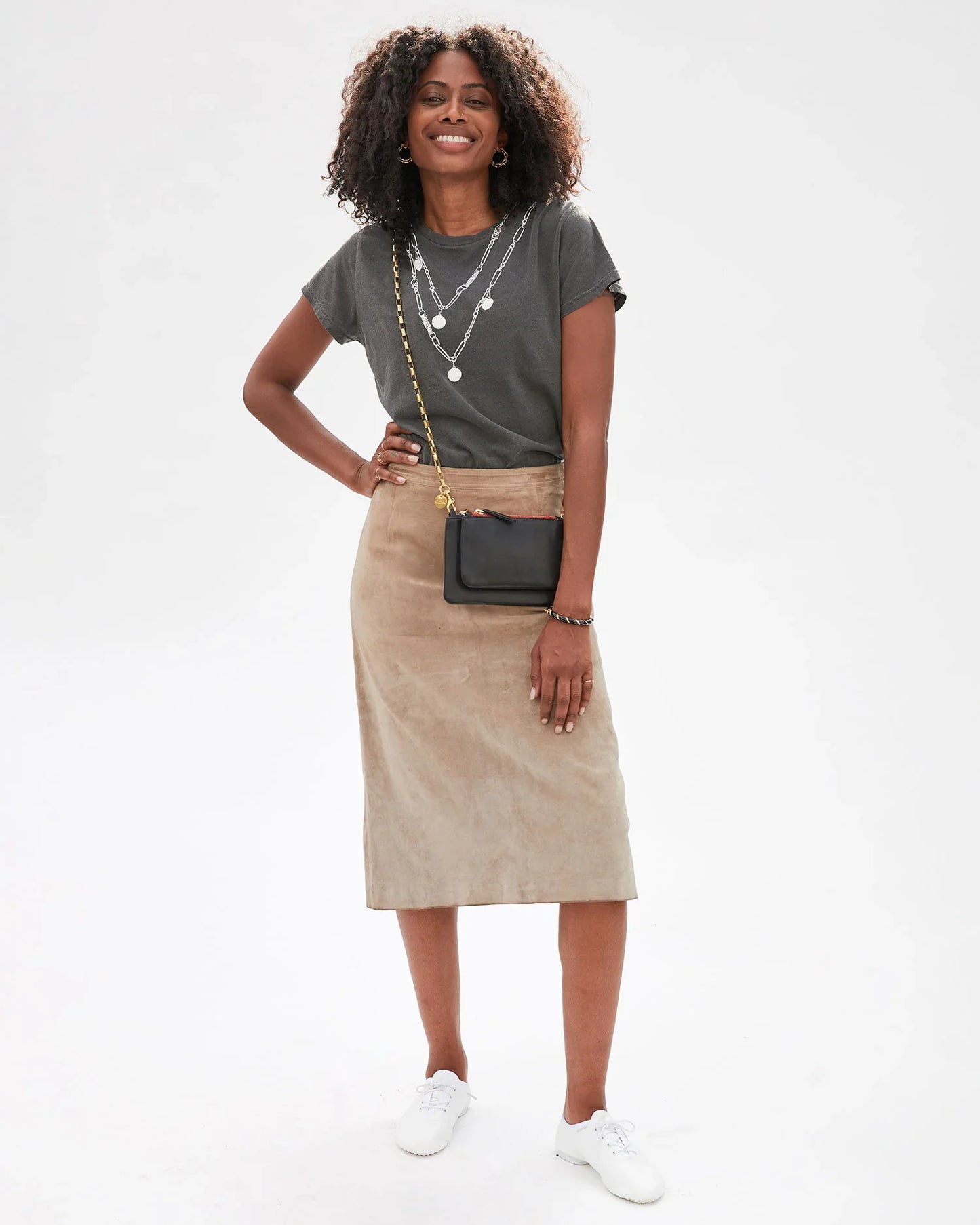 Clare V Adjustable Crossbody Strap, Brass box chain