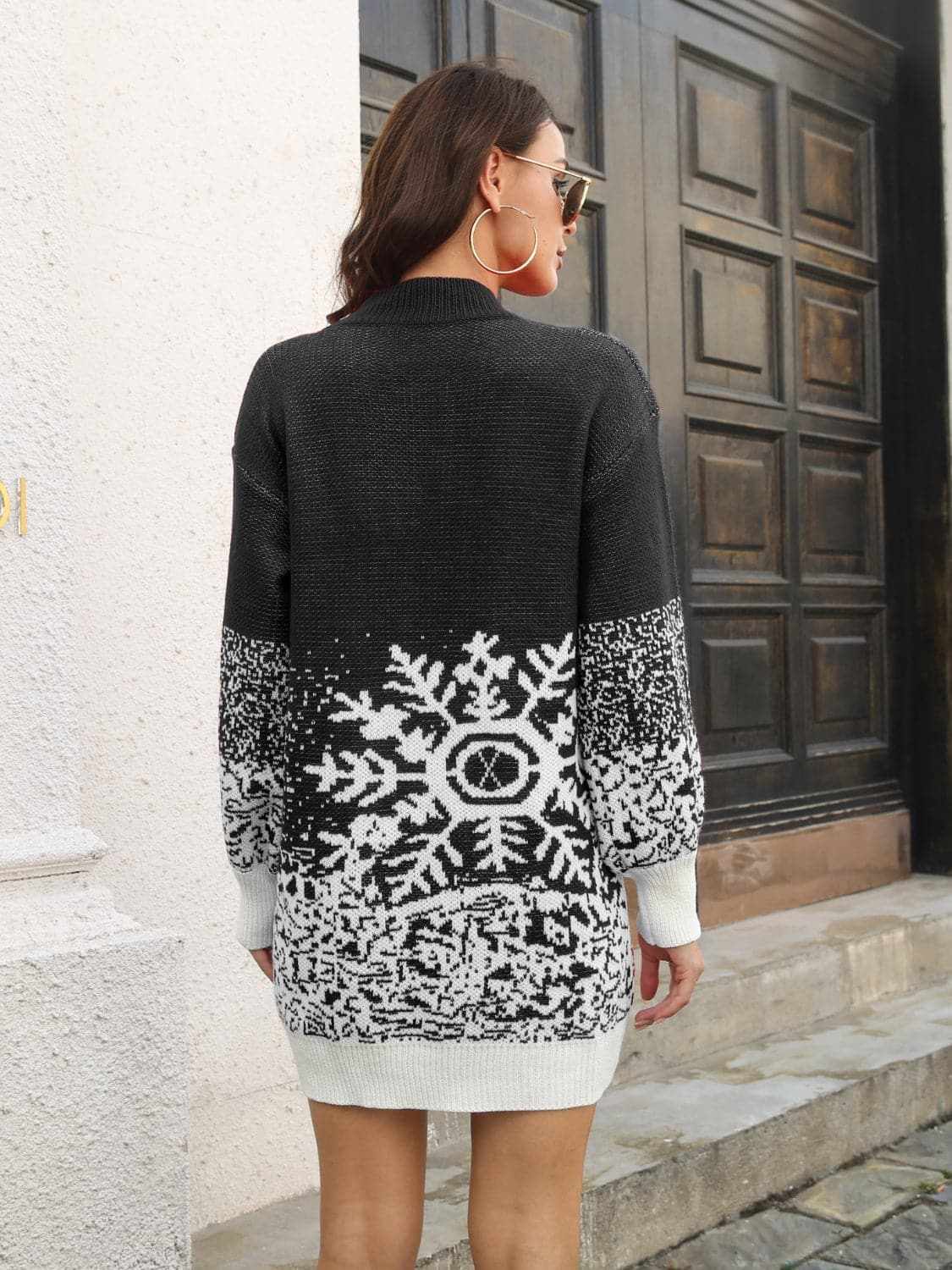 Trendsi Sweater Dresses - Warm knit snowflake dress - Premium Quality