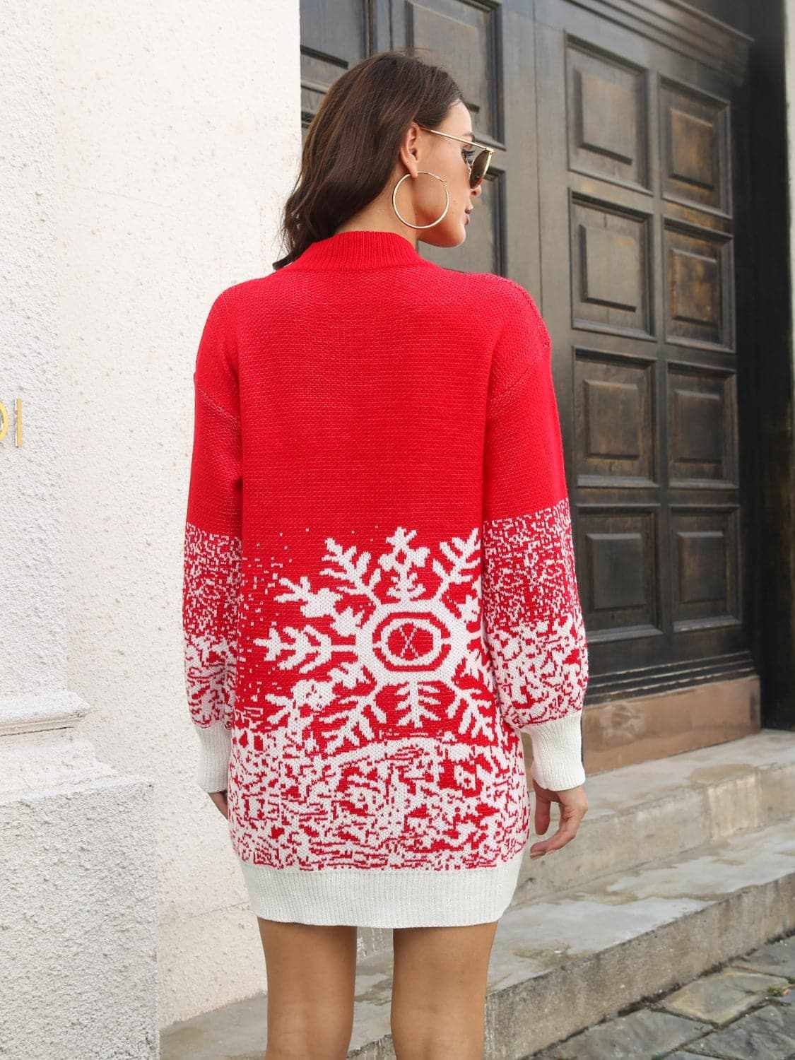 Trendsi Sweater Dresses - Warm knit snowflake dress - Premium Quality