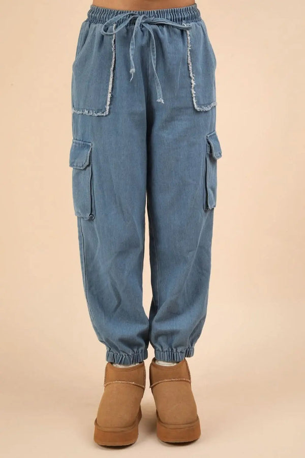 Trendsi Washed Cargo Joggers Everyday Women's Pants Drawstring Comfy