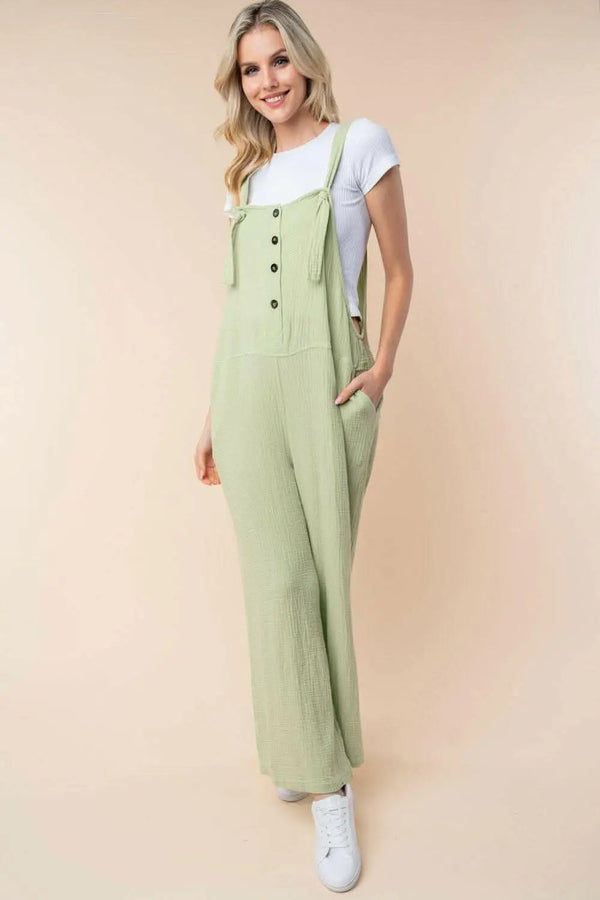 Trendsi just arrived - White Birch Texture Sleeveless Wide Leg Jumpsui