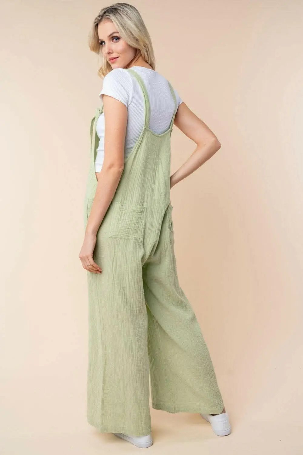 Trendsi just arrived - White Birch Texture Sleeveless Wide Leg Jumpsui