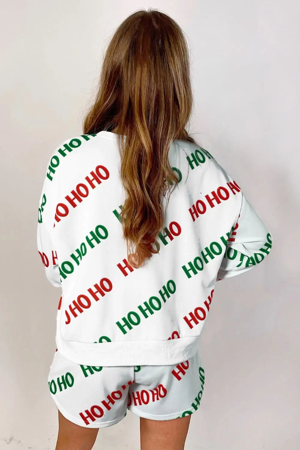 Love Salve White Christmas Print Loungewear Women's Pullover & Shorts Set - Cozy & Cute