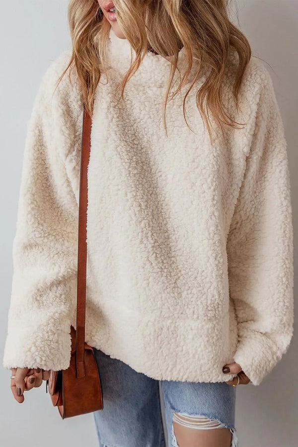 Women's Pullover Sweatshirt - Soft Fleece, Drop Shoulder - Daily