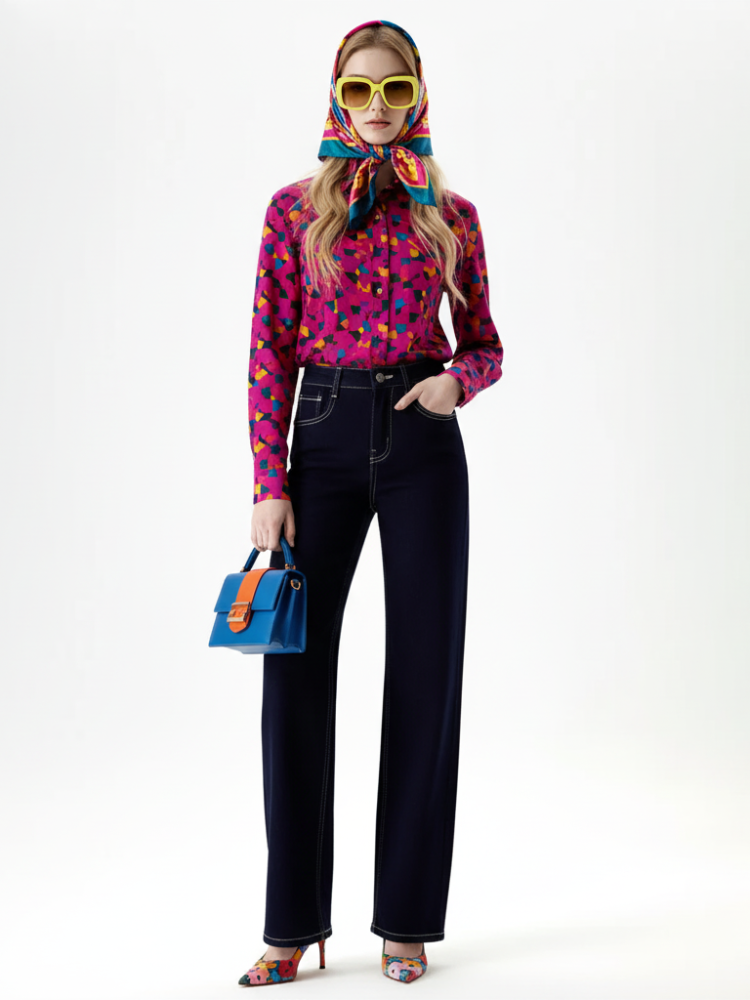BYMANYC ® New York Fifth Avenue High-Rise Wide-Leg Jeans in Dark Blue