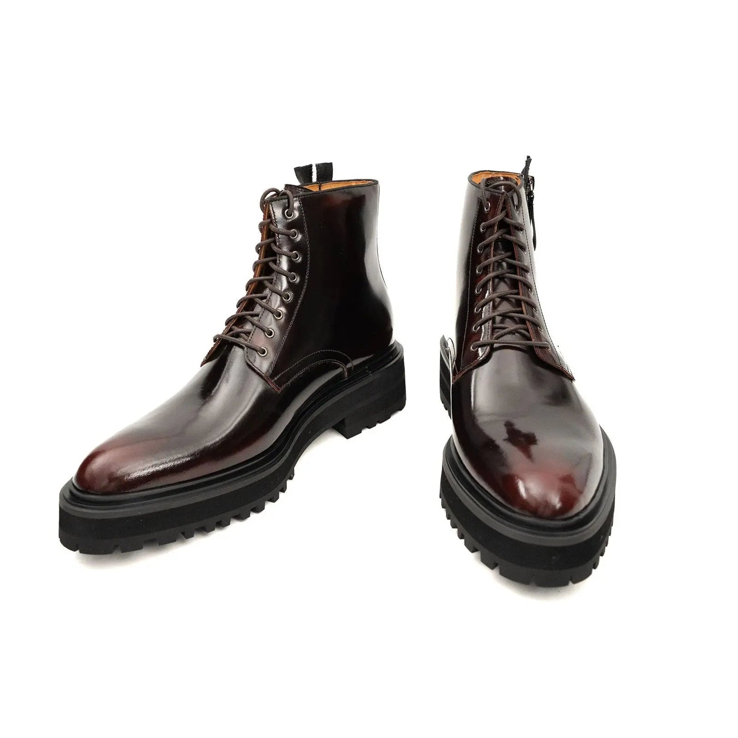 Wine Red Side-Zip Combat Boot