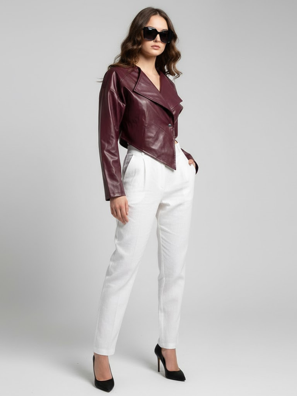 Women's Cropped Vegan Leather Jacket HARLEM COUTURE BYMANYC ® New York