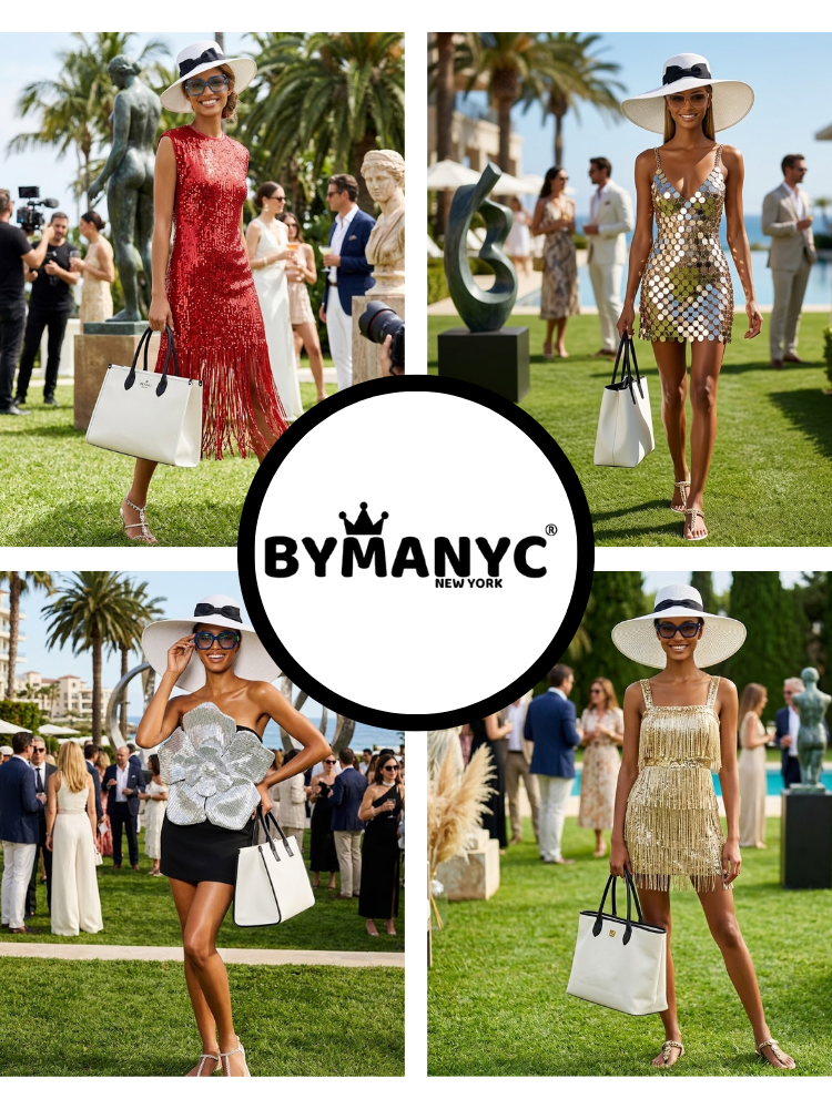 Women's Dress Sparkling Gold Sequin Fringe TRIBECA New Collection THE HAMPTONS BYMANYC ® New York