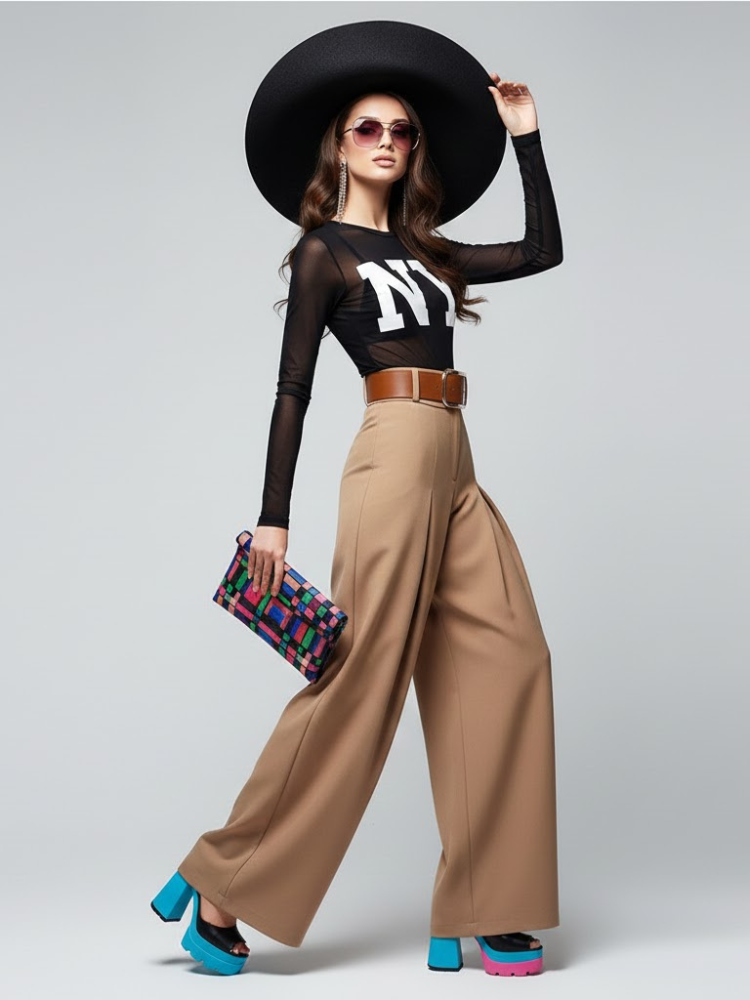 Women's Extra Wide Trousers UPPER EAST SIDE NYFW New Colecction BYMANYC ® New York