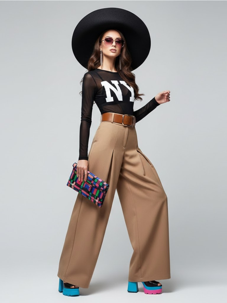Women's Extra Wide Trousers UPPER EAST SIDE NYFW New Colecction BYMANYC ® New York