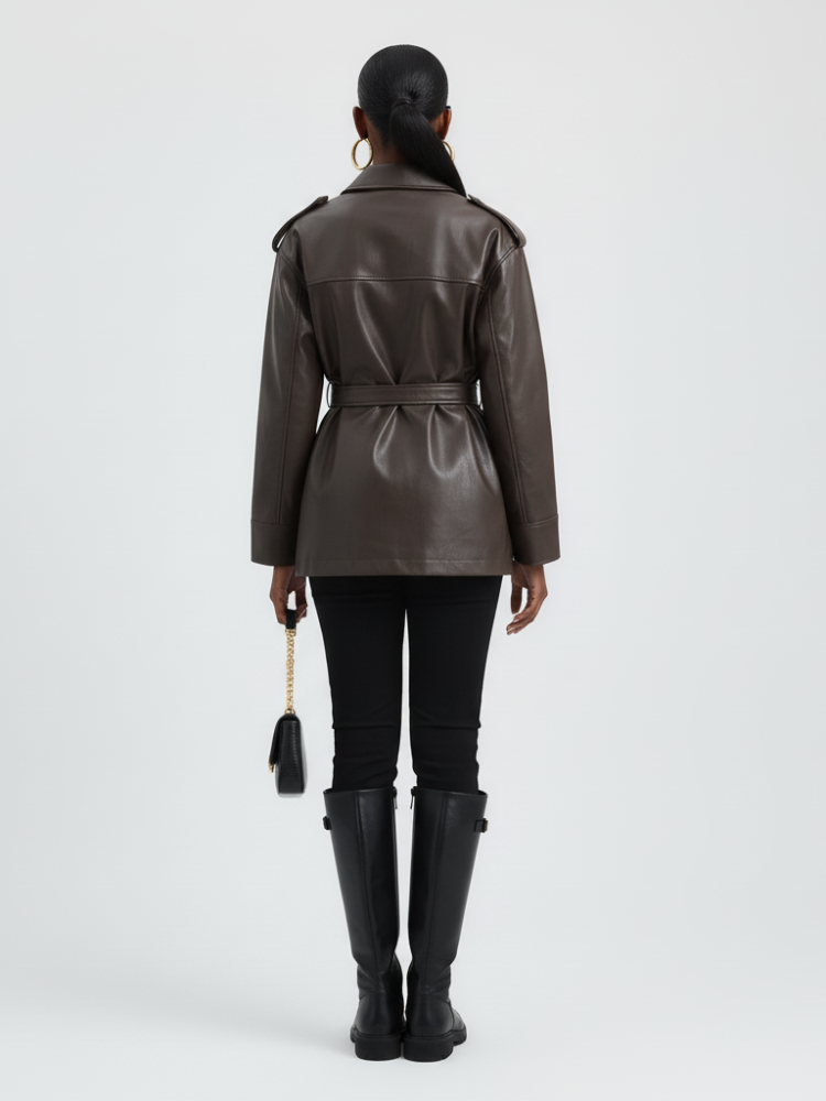 Women's Faux Leather Safari Jacket UPPER EAST SIDE ECO FASHION BYMANYC ® New York