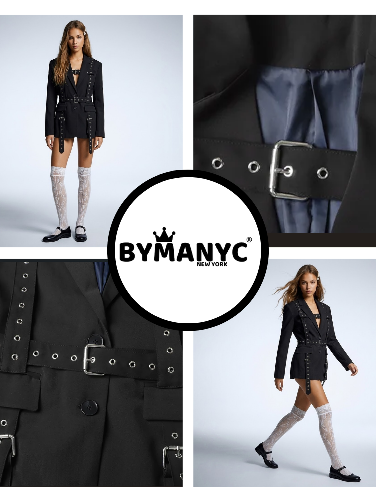 Women's Luxury Hardware Blazer NOIR BUCKLE New Collection Prêt-à-Porter BYMANYC ® New York