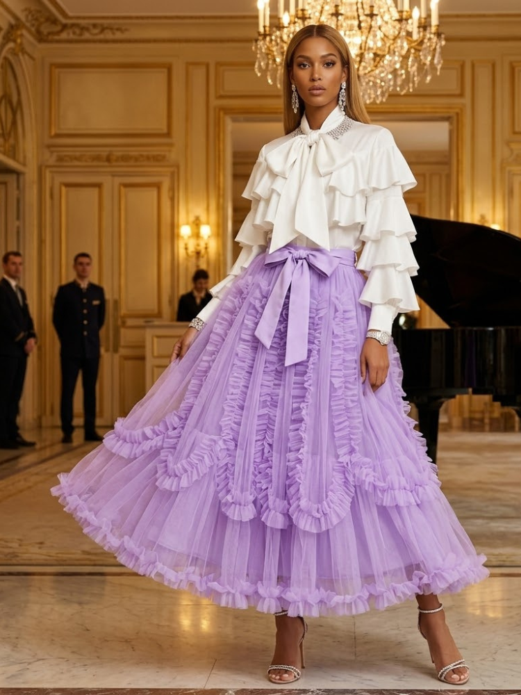 Women's Purple Ruffle Skirt • PLACE VENDÔME • New Collection PARIS LE MARAIS