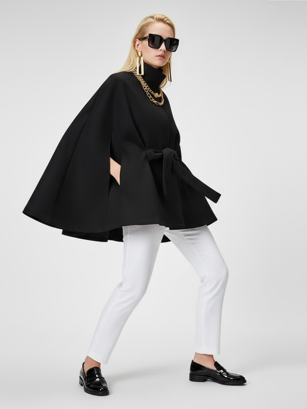 Women's Structured Sash Cape BLACK - PROSPECT HEIGHTS: New Collection COUTURE in BROOKLYN - BYMANYC ® New York
