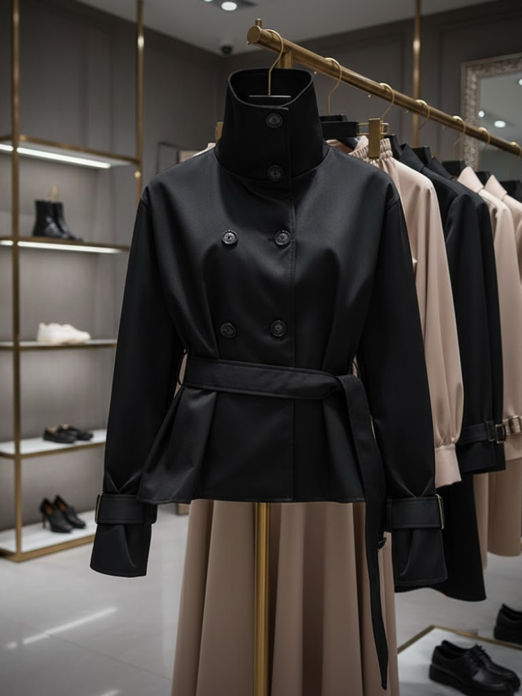Women's Structured Wrap Jacket BLACK - COBBLE HILL: New Collection COUTURE in BROOKLYN - BYMANYC ® New York