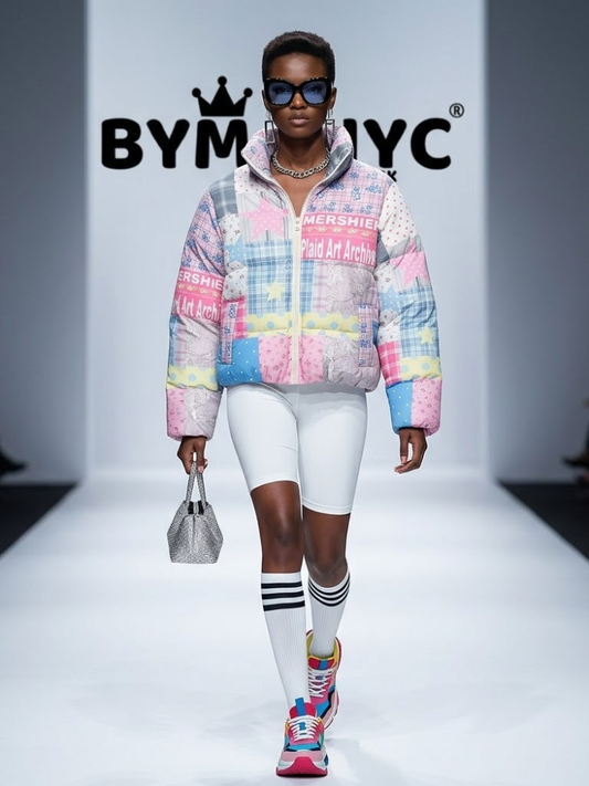 Women's Puffer Jacket Pastel Patchwork BYMANYC ® New York CONTEMPORARY VIBRANT MODERN OUTERWEAR - New Collection