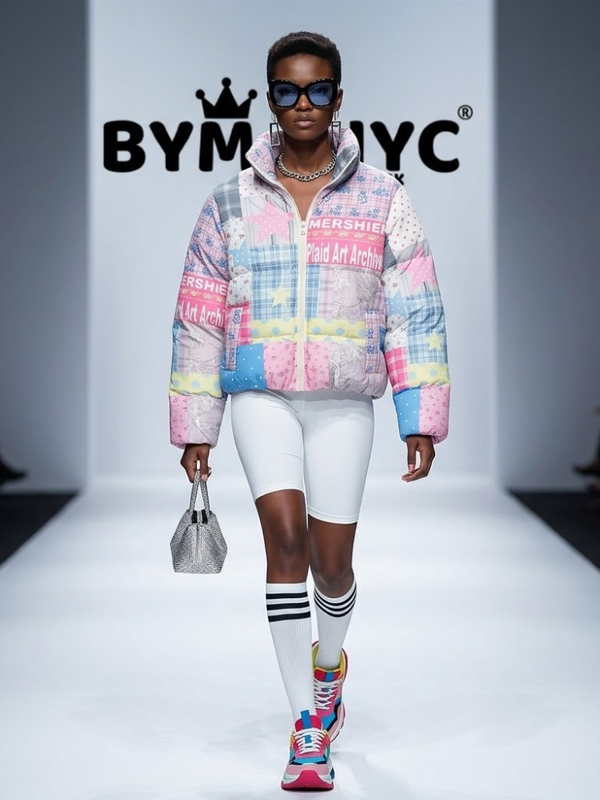 Women's Puffer Jacket Pastel Patchwork BYMANYC ® New York CONTEMPORARY VIBRANT MODERN OUTERWEAR - New Collection