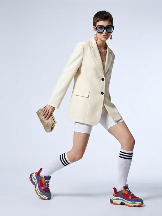 Women's Jacket Cream Oversized Blazer BYMANYC ® New York WALL STREET CREAM SINGLE-BREASTED - New Collection