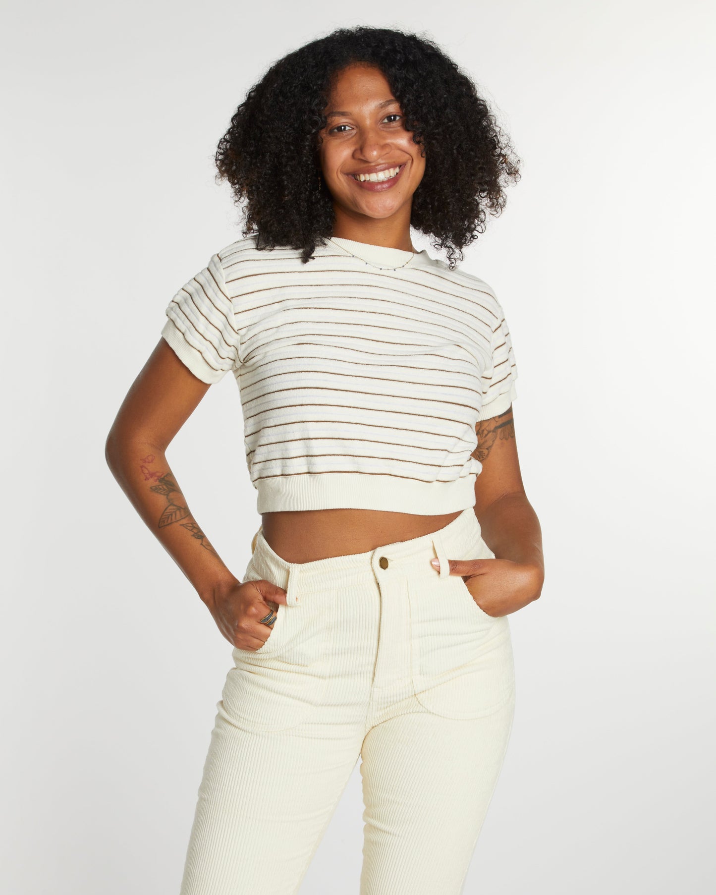 Women's Terry Tee (Cream/Brown)