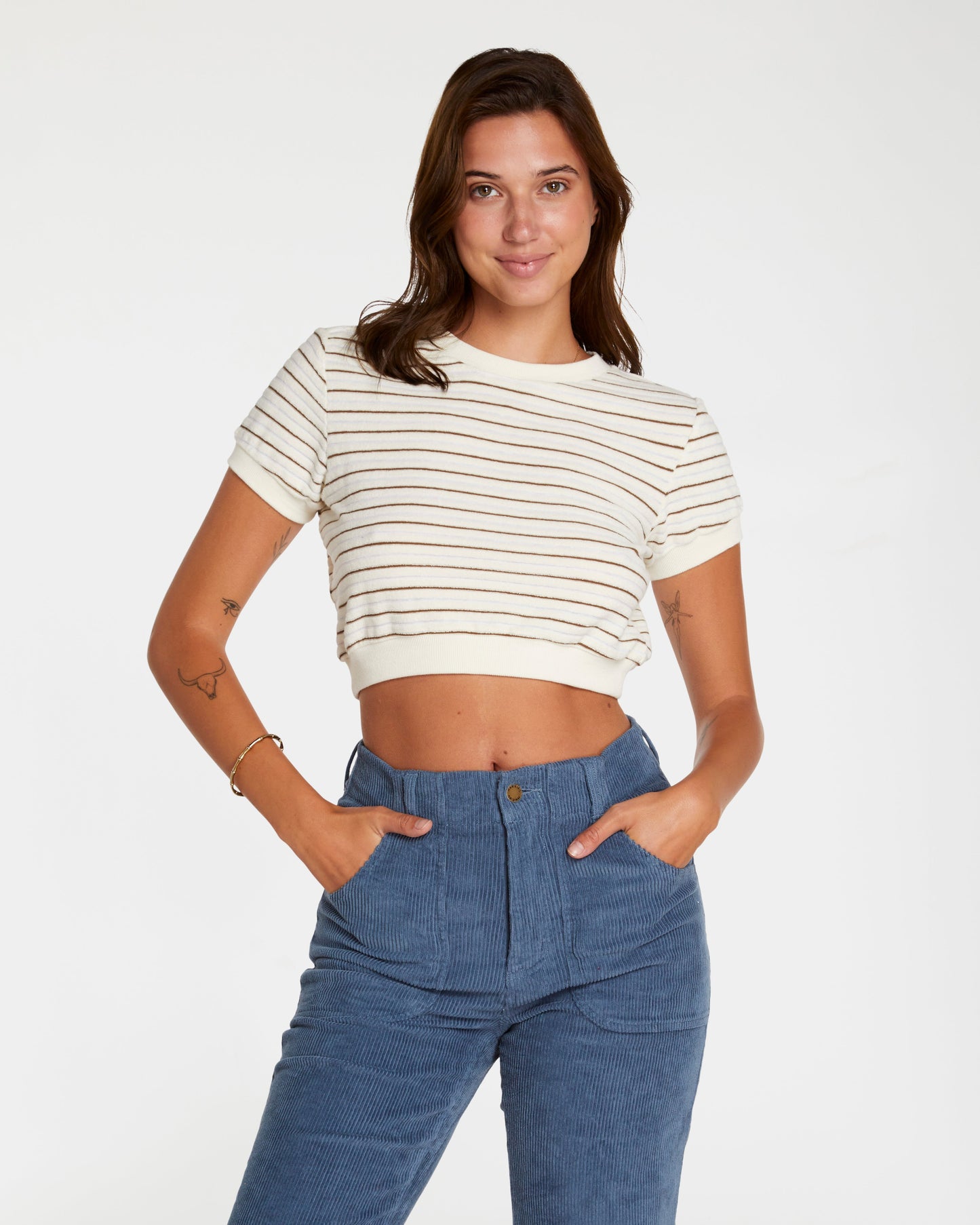 Women's Terry Tee (Cream/Brown)