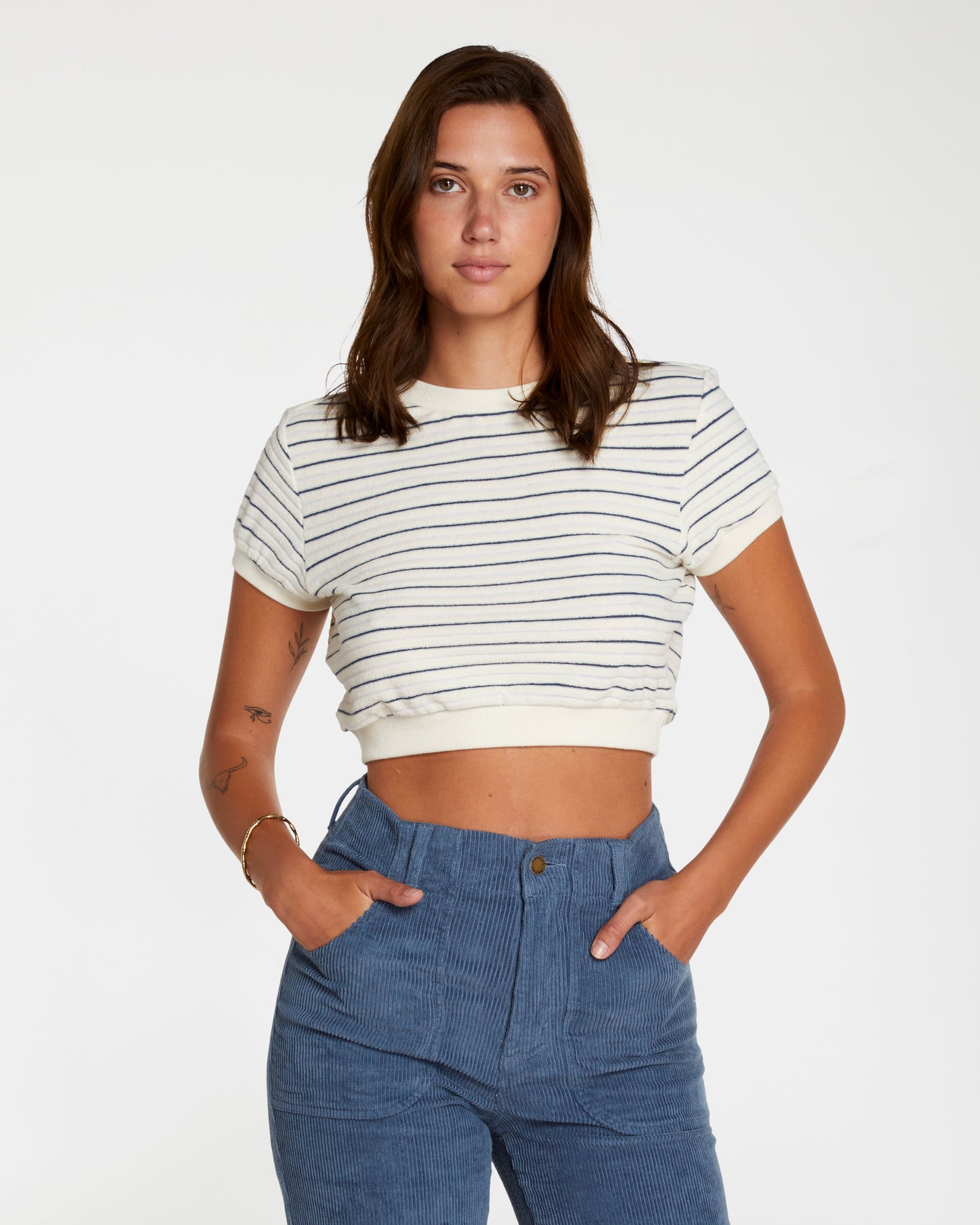 Women's Terry Tee (Cream/Navy)