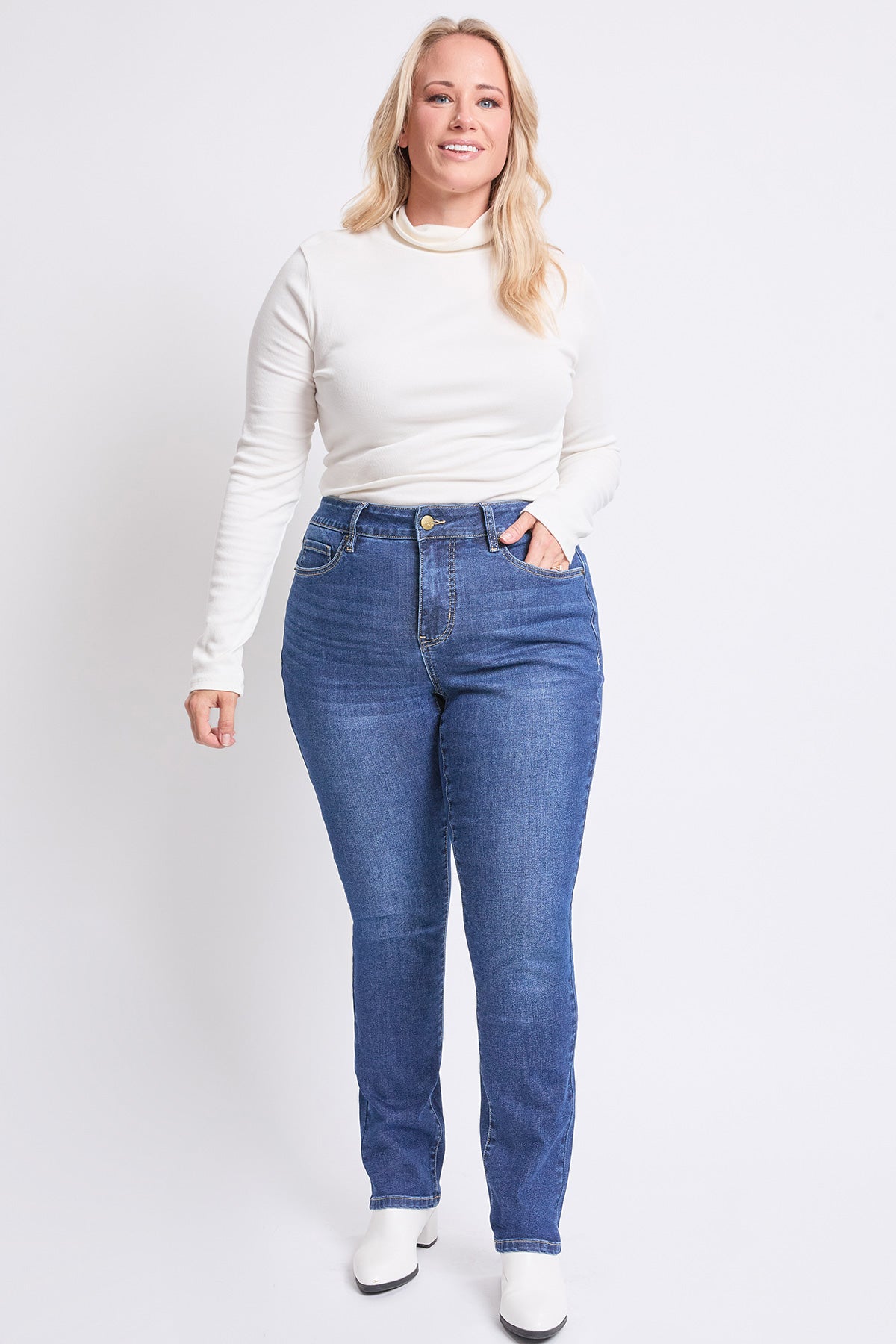 Women's Plus High Rise Basic 5 Pocket Straight  Jeans