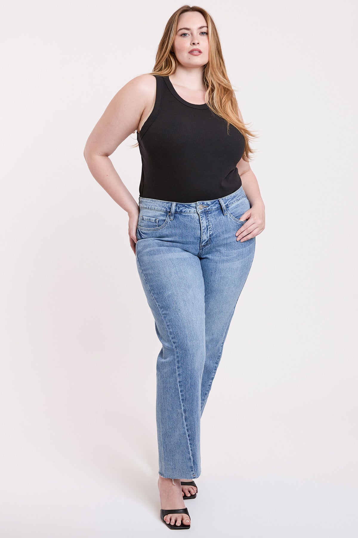Women's Plus Luxe Wide Leg Jeans with Raw Hem