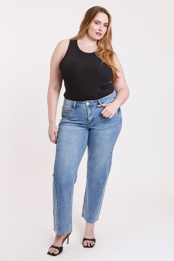 Women's Plus Luxe Wide Leg Jeans with Raw Hem