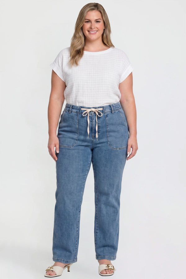 Women's Tie Front Wide Leg Jeans
